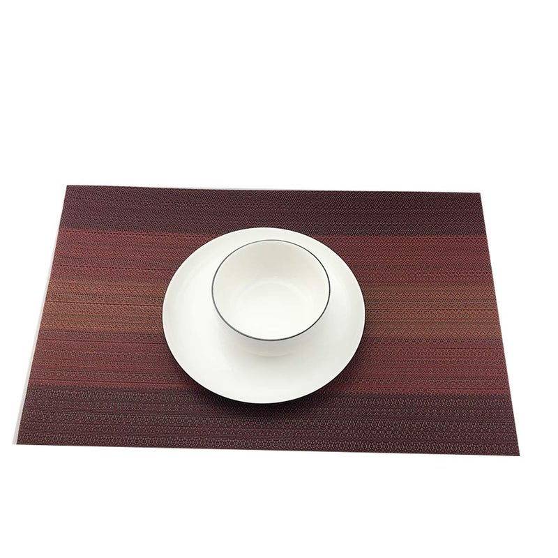 Gugrida Exquisite Woven Vinyl Placemats for Dining Table Heat Resistant PVC Table Mats (Pack of 6, Red) - Image 4